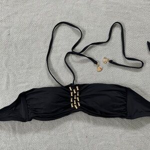 Trina Turk Black Bikini Top with Metallic Accents